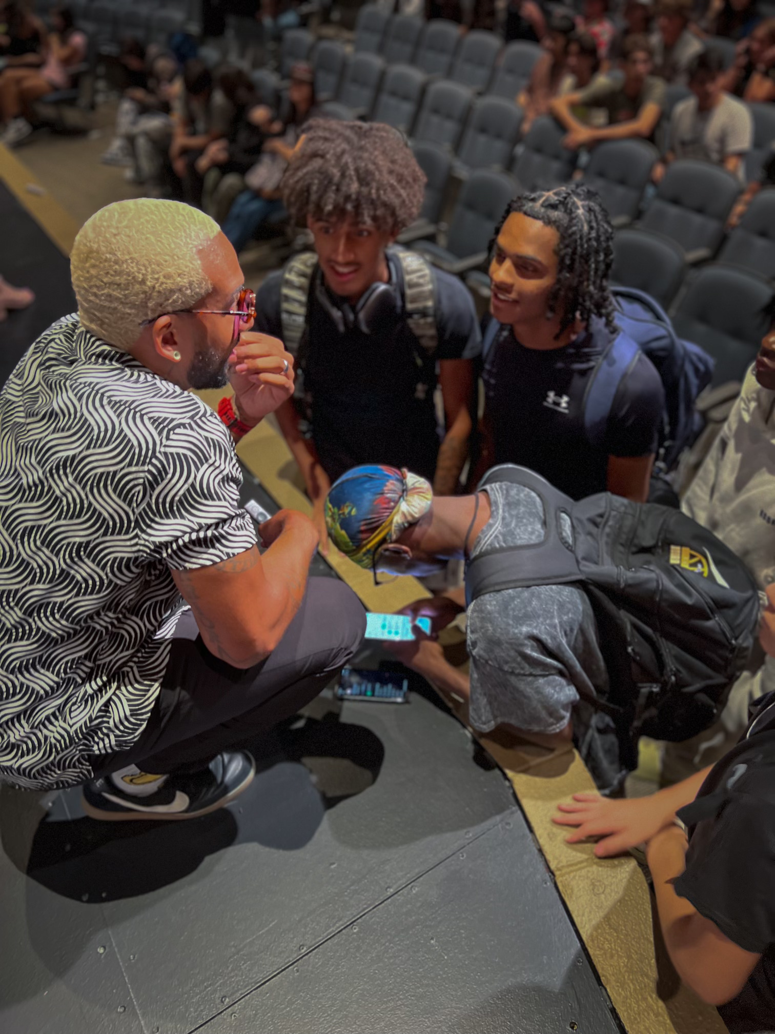 Chris speaking to students